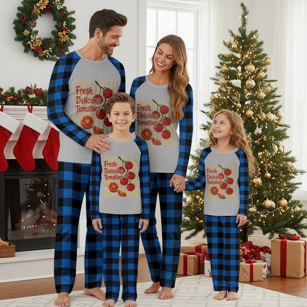 Subtle FDT Plaid Pajama Set Fresh Delicious Tomatoes Striped Retro Vintage 80s Subtle FDT TS10 Blue Plaid Print Your Wear