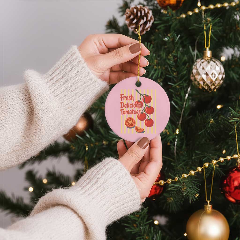Subtle FDT Ceramic Ornament Fresh Delicious Tomatoes Striped Retro Vintage 80s Subtle FDT TS10 1pc Light Pink Print Your Wear