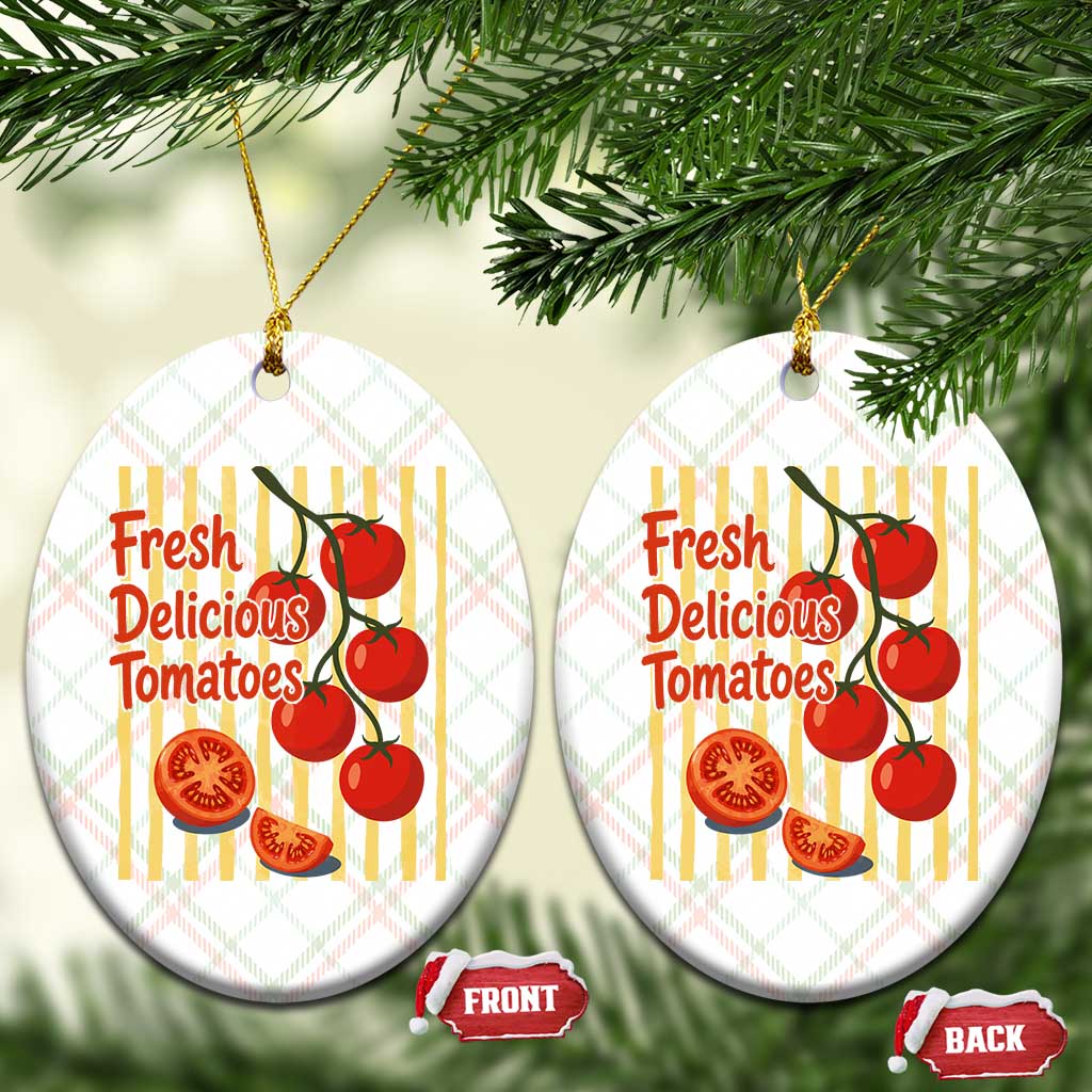 Subtle FDT Ceramic Ornament Fresh Delicious Tomatoes Striped Retro Vintage 80s Subtle FDT TS10 Print Your Wear