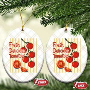 Subtle FDT Ceramic Ornament Fresh Delicious Tomatoes Striped Retro Vintage 80s Subtle FDT TS10 Print Your Wear
