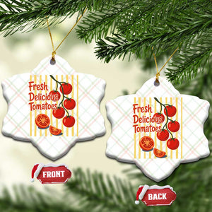 Subtle FDT Ceramic Ornament Fresh Delicious Tomatoes Striped Retro Vintage 80s Subtle FDT TS10 Print Your Wear
