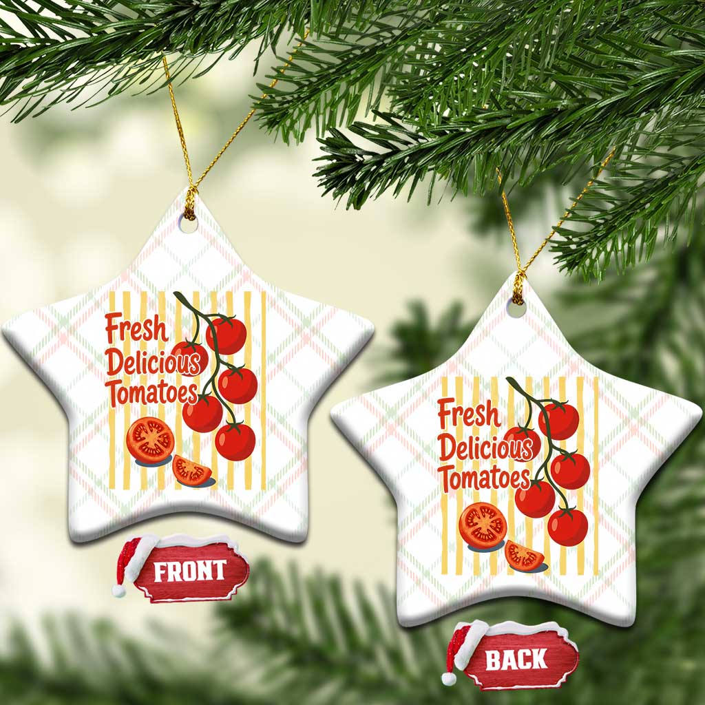 Subtle FDT Ceramic Ornament Fresh Delicious Tomatoes Striped Retro Vintage 80s Subtle FDT TS10 Print Your Wear
