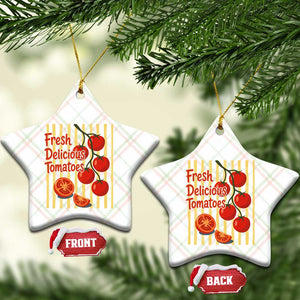 Subtle FDT Ceramic Ornament Fresh Delicious Tomatoes Striped Retro Vintage 80s Subtle FDT TS10 Print Your Wear