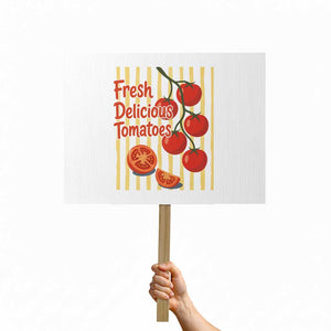 Subtle FDT Protest Sign Fresh Delicious Tomatoes Striped Retro Vintage 80s Subtle FDT TS10 Horizontal 18" × 24" White Print Your Wear