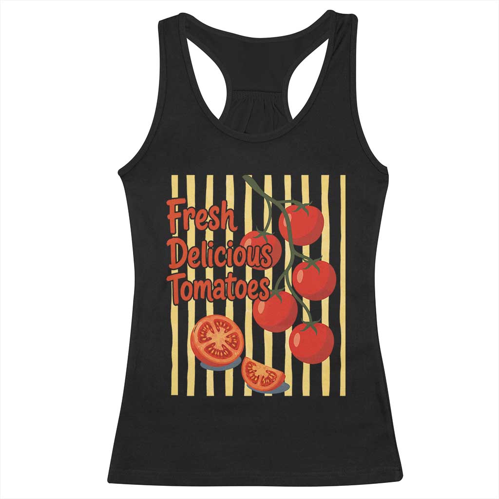 Subtle FDT Racerback Tank Top Fresh Delicious Tomatoes Striped Retro Vintage 80s Subtle FDT TS10 Black Print Your Wear