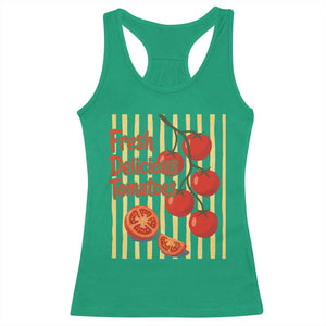 Subtle FDT Racerback Tank Top Fresh Delicious Tomatoes Striped Retro Vintage 80s Subtle FDT TS10 Irish Green Print Your Wear