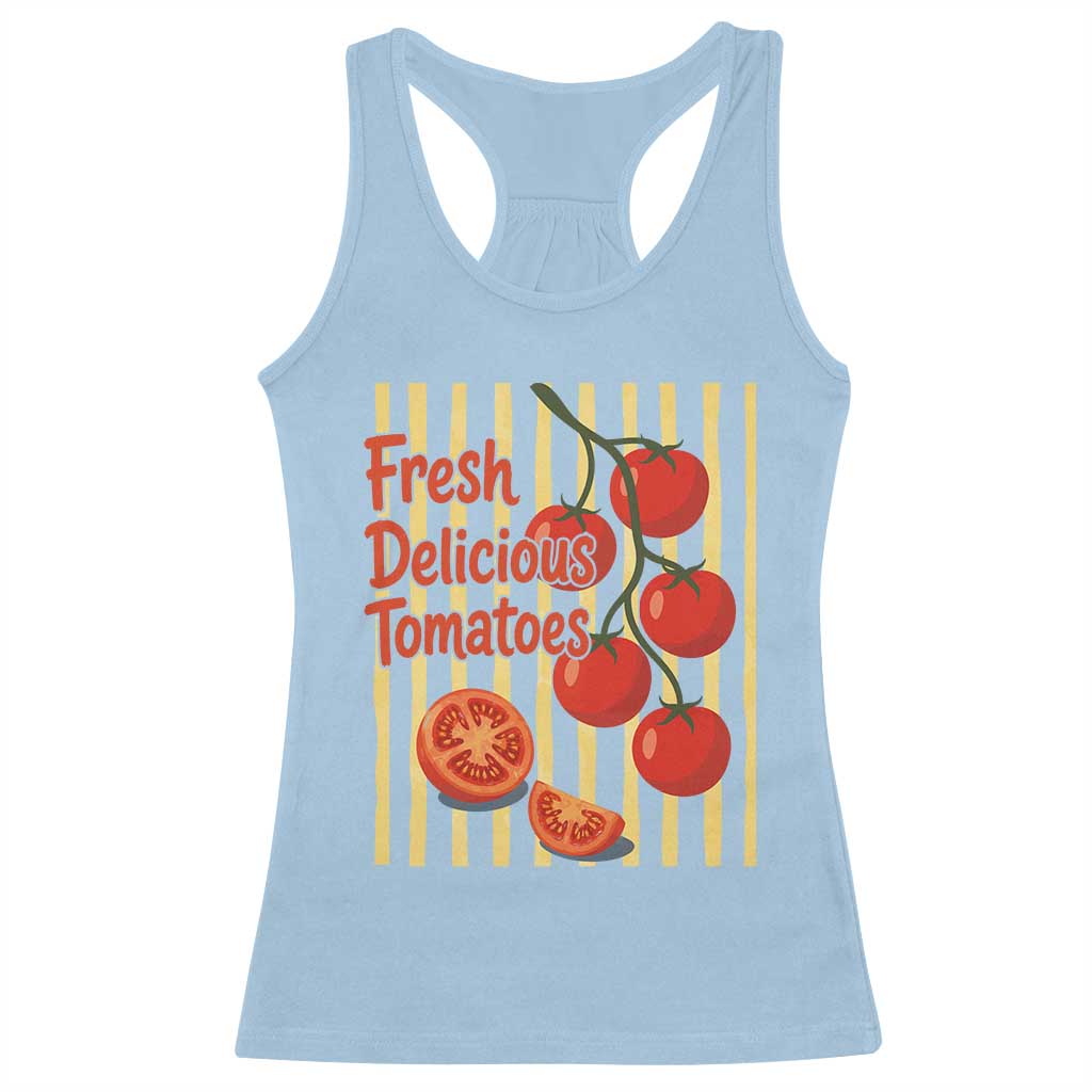 Subtle FDT Racerback Tank Top Fresh Delicious Tomatoes Striped Retro Vintage 80s Subtle FDT TS10 Light Blue Print Your Wear