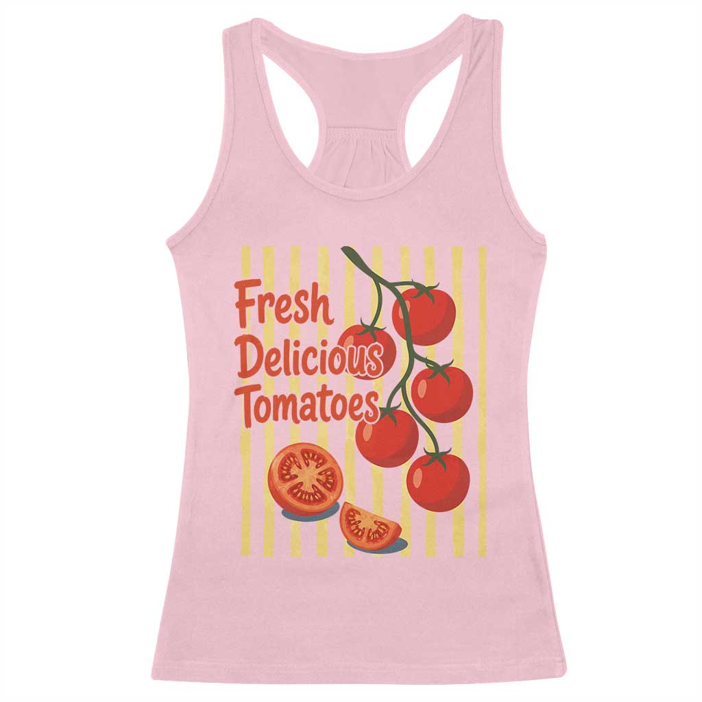 Subtle FDT Racerback Tank Top Fresh Delicious Tomatoes Striped Retro Vintage 80s Subtle FDT TS10 Light Pink Print Your Wear