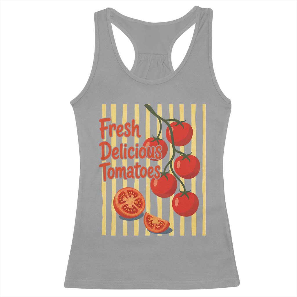 Subtle FDT Racerback Tank Top Fresh Delicious Tomatoes Striped Retro Vintage 80s Subtle FDT TS10 Sport Gray Print Your Wear
