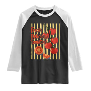 Subtle FDT Raglan Shirt Fresh Delicious Tomatoes Striped Retro Vintage 80s Subtle FDT TS10 Black White Print Your Wear