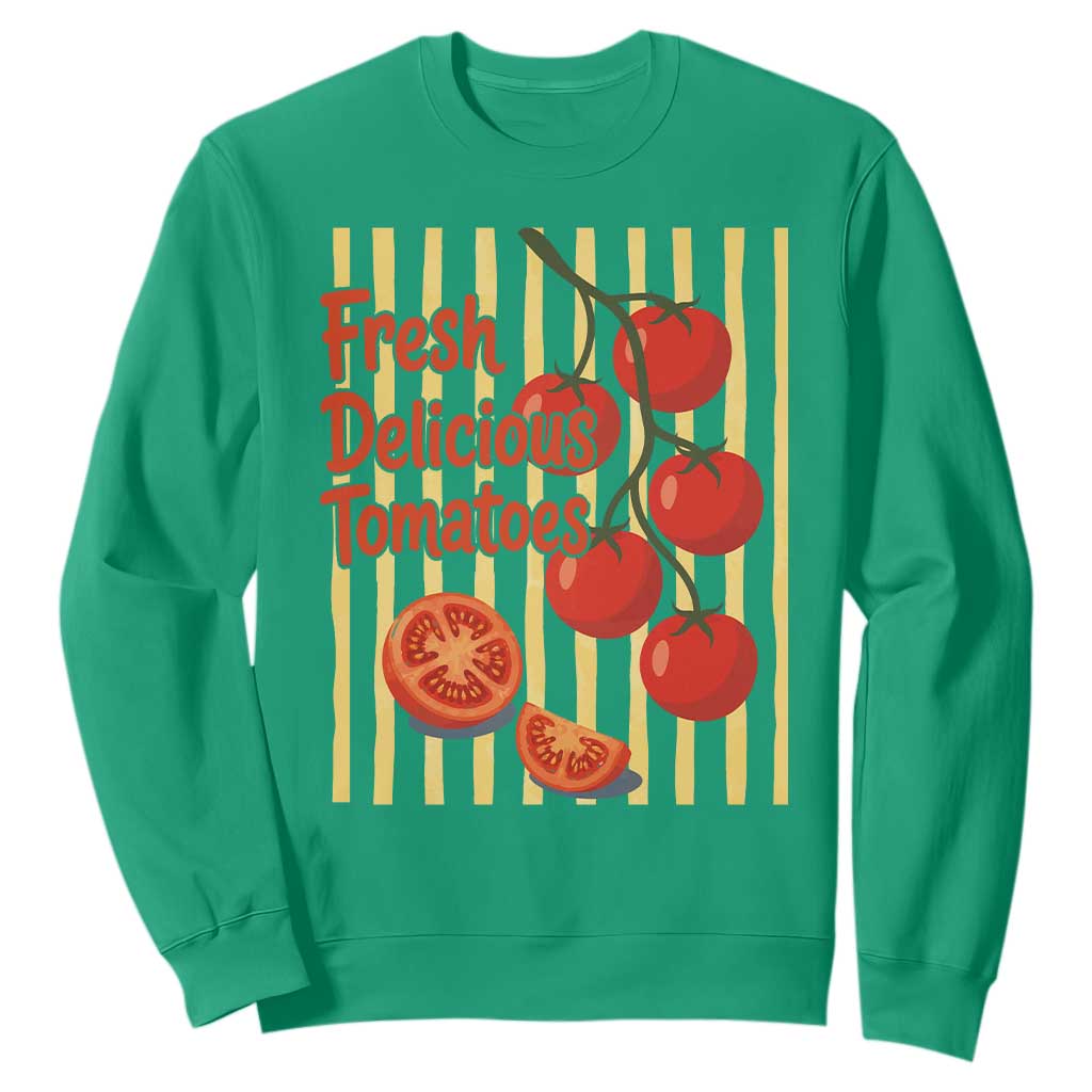 Subtle FDT Sweatshirt Fresh Delicious Tomatoes Striped Retro Vintage 80s Subtle FDT TS10 Irish Green Print Your Wear