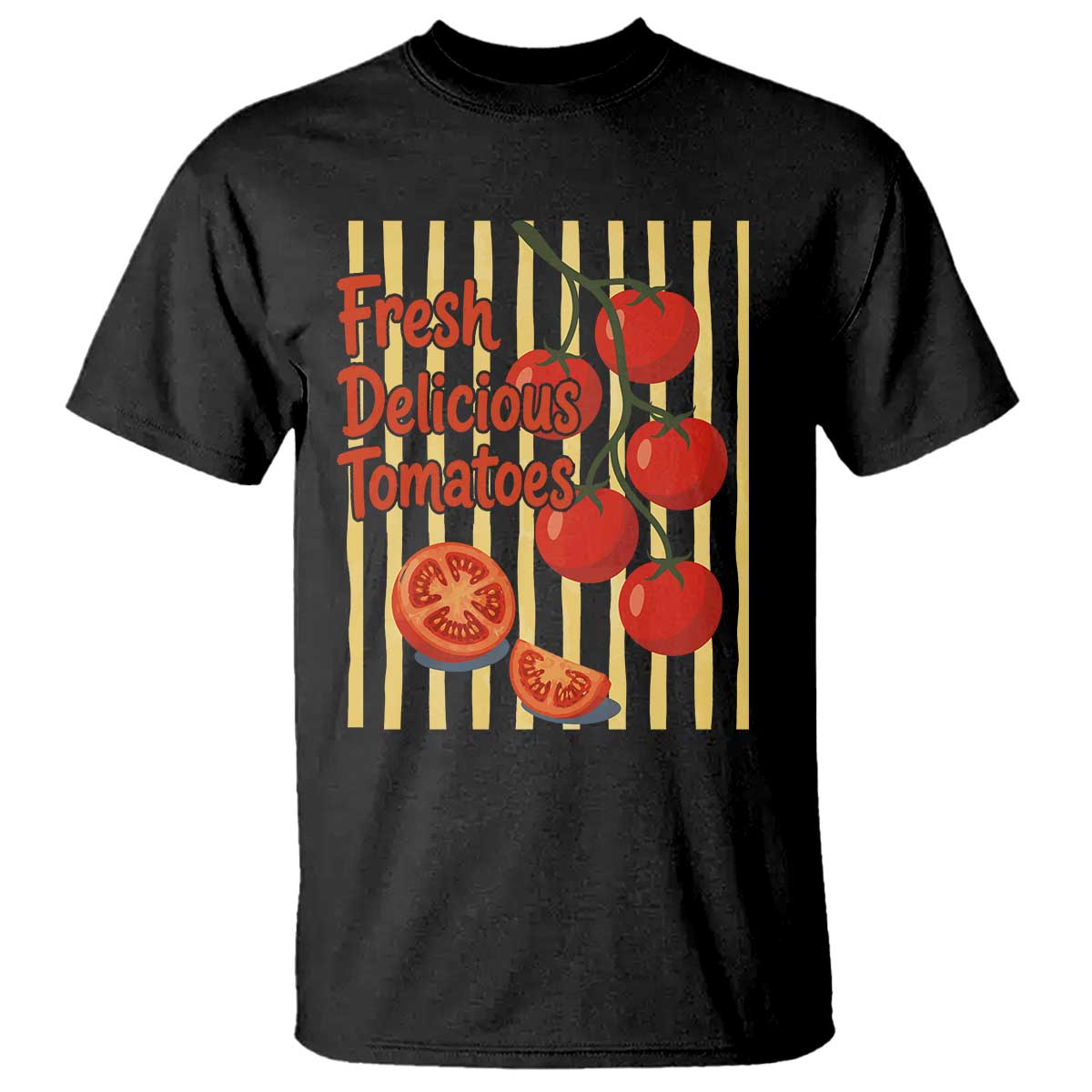 Subtle FDT T Shirt Fresh Delicious Tomatoes Striped Retro Vintage 80s Subtle FDT TS10 Black Print Your Wear