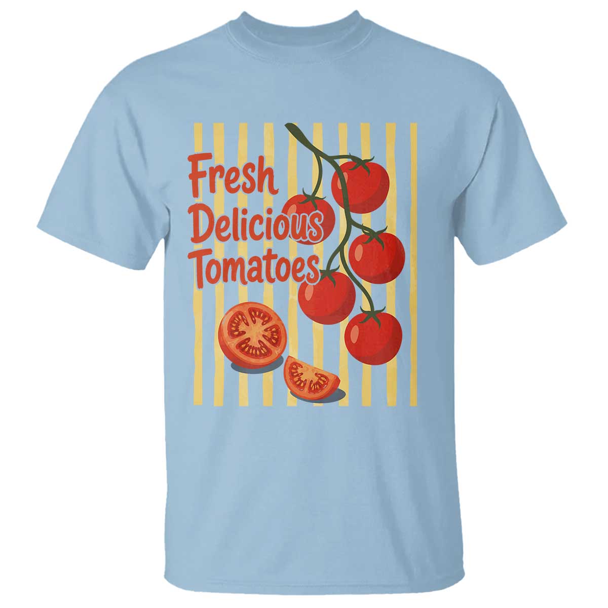 Subtle FDT T Shirt Fresh Delicious Tomatoes Striped Retro Vintage 80s Subtle FDT TS10 Light Blue Print Your Wear