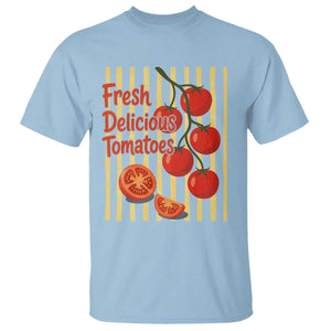 Subtle FDT T Shirt Fresh Delicious Tomatoes Striped Retro Vintage 80s Subtle FDT TS10 Light Blue Print Your Wear