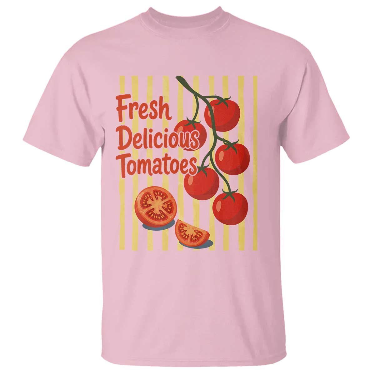 Subtle FDT T Shirt Fresh Delicious Tomatoes Striped Retro Vintage 80s Subtle FDT TS10 Light Pink Print Your Wear