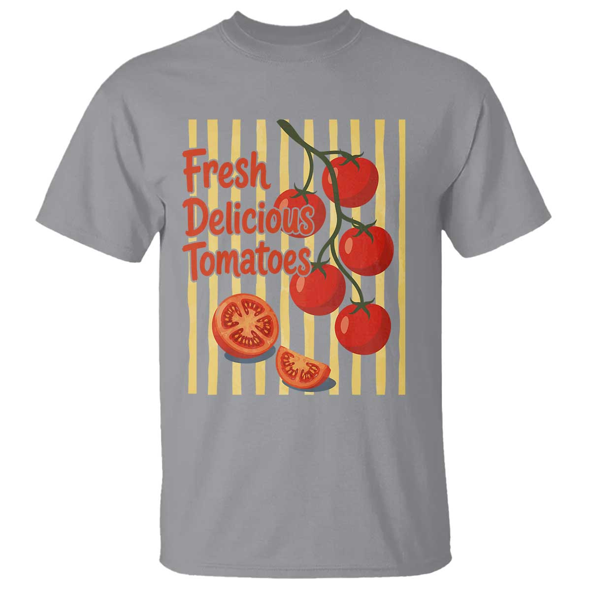 Subtle FDT T Shirt Fresh Delicious Tomatoes Striped Retro Vintage 80s Subtle FDT TS10 Sport Gray Print Your Wear