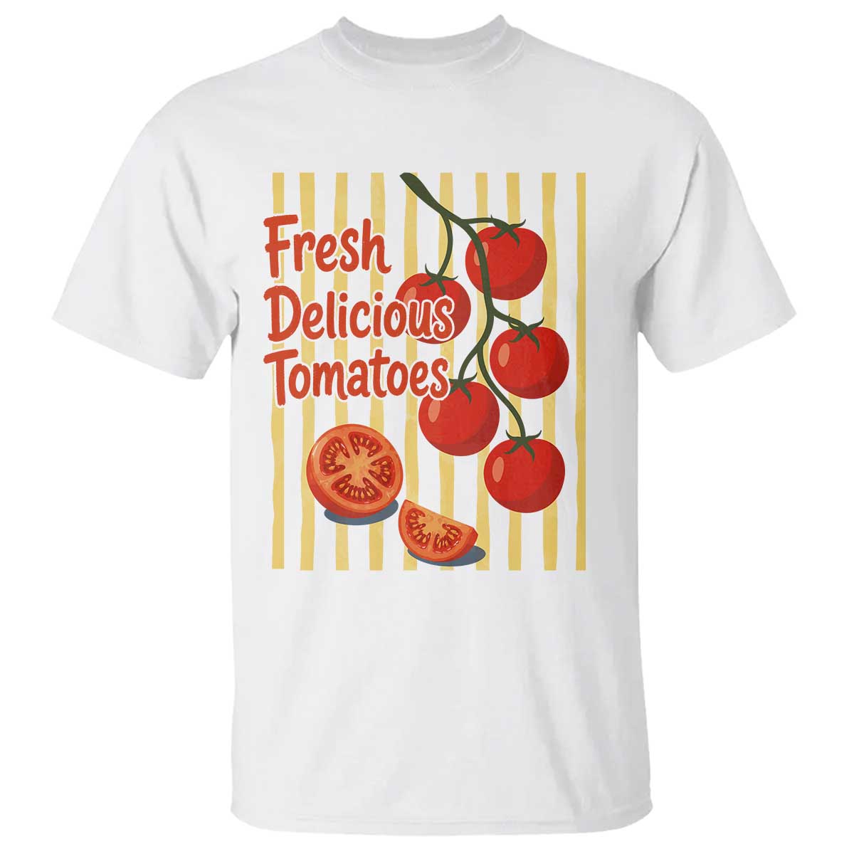 Subtle FDT T Shirt Fresh Delicious Tomatoes Striped Retro Vintage 80s Subtle FDT TS10 White Print Your Wear