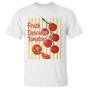 Subtle FDT T Shirt Fresh Delicious Tomatoes Striped Retro Vintage 80s Subtle FDT TS10 White Print Your Wear