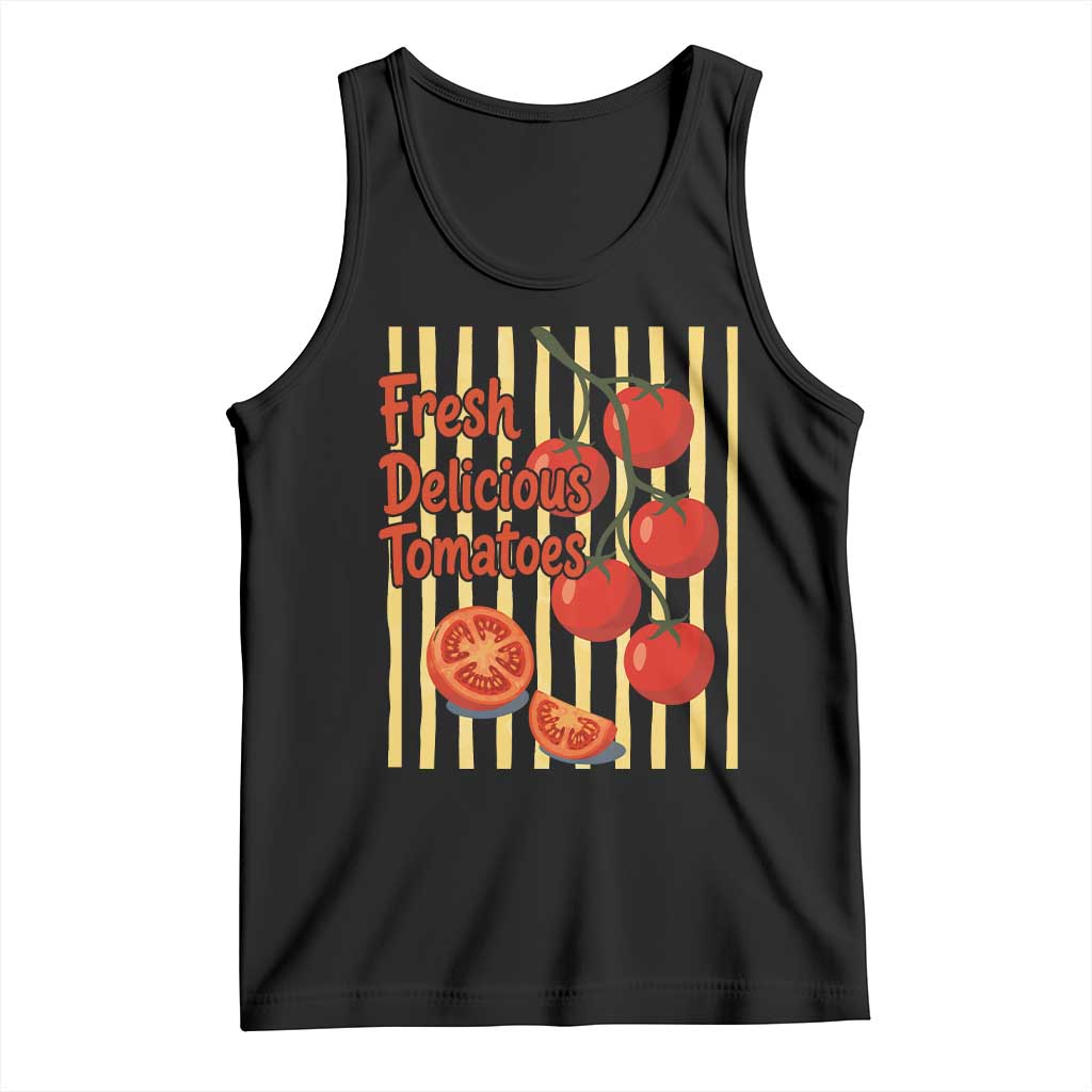 Subtle FDT Tank Top Fresh Delicious Tomatoes Striped Retro Vintage 80s Subtle FDT TS10 Black Print Your Wear