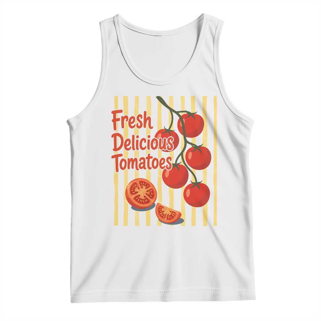 Subtle FDT Tank Top Fresh Delicious Tomatoes Striped Retro Vintage 80s Subtle FDT TS10 White Print Your Wear