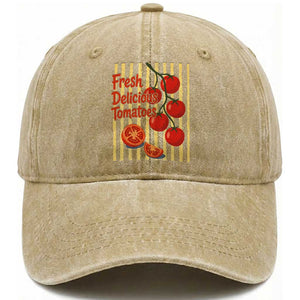Subtle FDT Washed Cotton Baseball Cap Fresh Delicious Tomatoes Striped Retro Vintage 80s Subtle FDT TS10 Print Your Wear