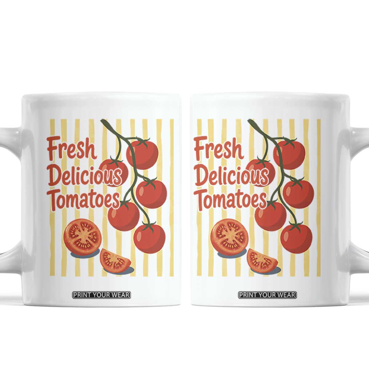 Subtle FDT Coffee Mug Fresh Delicious Tomatoes Striped Retro Vintage 80s Subtle FDT TS10 White Print Your Wear