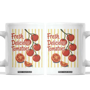 Subtle FDT Coffee Mug Fresh Delicious Tomatoes Striped Retro Vintage 80s Subtle FDT TS10 White Print Your Wear