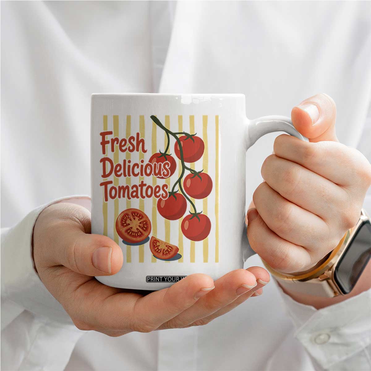 Subtle FDT Coffee Mug Fresh Delicious Tomatoes Striped Retro Vintage 80s Subtle FDT TS10 Print Your Wear