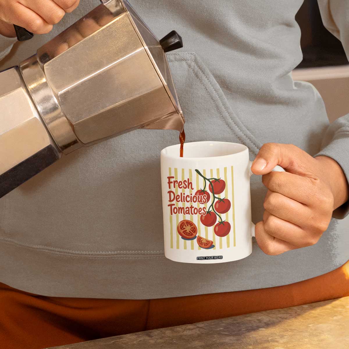 Subtle FDT Coffee Mug Fresh Delicious Tomatoes Striped Retro Vintage 80s Subtle FDT TS10 Print Your Wear