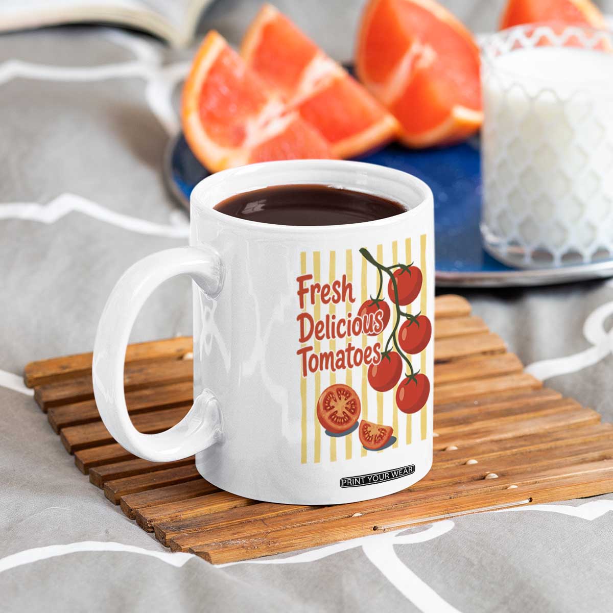 Subtle FDT Coffee Mug Fresh Delicious Tomatoes Striped Retro Vintage 80s Subtle FDT TS10 Print Your Wear
