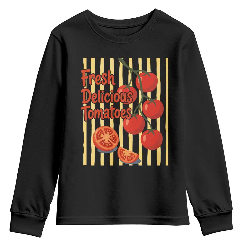 Subtle FDT Youth Sweatshirt Fresh Delicious Tomatoes Striped Retro Vintage 80s Subtle FDT TS10 Black Print Your Wear