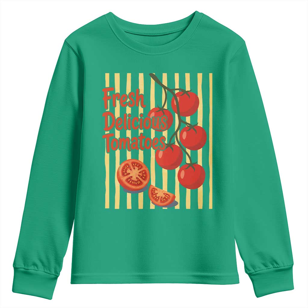 Subtle FDT Youth Sweatshirt Fresh Delicious Tomatoes Striped Retro Vintage 80s Subtle FDT TS10 Irish Green Print Your Wear