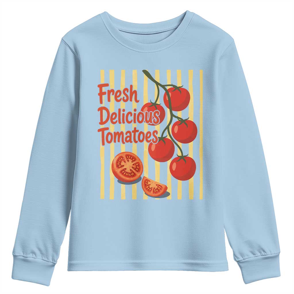 Subtle FDT Youth Sweatshirt Fresh Delicious Tomatoes Striped Retro Vintage 80s Subtle FDT TS10 Light Blue Print Your Wear