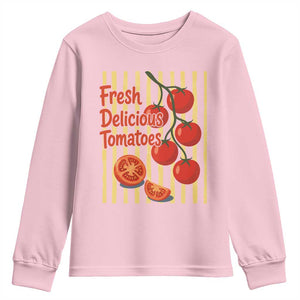 Subtle FDT Youth Sweatshirt Fresh Delicious Tomatoes Striped Retro Vintage 80s Subtle FDT TS10 Light Pink Print Your Wear