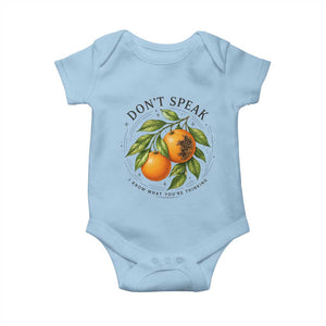 Subtle FDT Baby Onesie Dont Speak Orange Graphic Retro Vintage TS10 Light Blue Print Your Wear