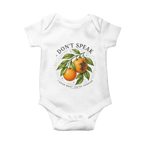 Subtle FDT Baby Onesie Dont Speak Orange Graphic Retro Vintage TS10 White Print Your Wear