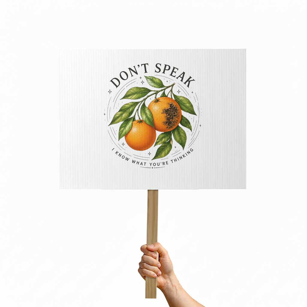 Subtle FDT Protest Sign Dont Speak Orange Graphic Retro Vintage TS10 Horizontal 18