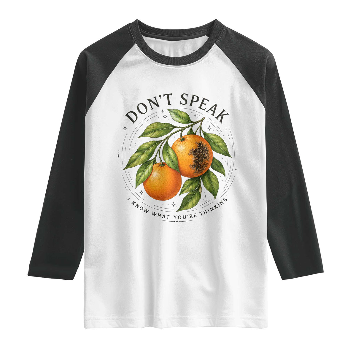 Subtle FDT Raglan Shirt Dont Speak Orange Graphic Retro Vintage TS10 White Black Print Your Wear