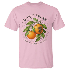 Subtle FDT T Shirt Dont Speak Orange Graphic Retro Vintage TS10 Light Pink Print Your Wear