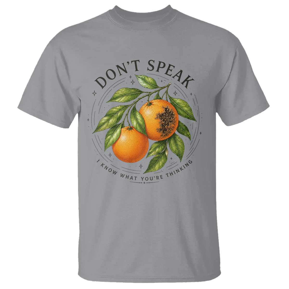 Subtle FDT T Shirt Dont Speak Orange Graphic Retro Vintage TS10 Sport Gray Print Your Wear
