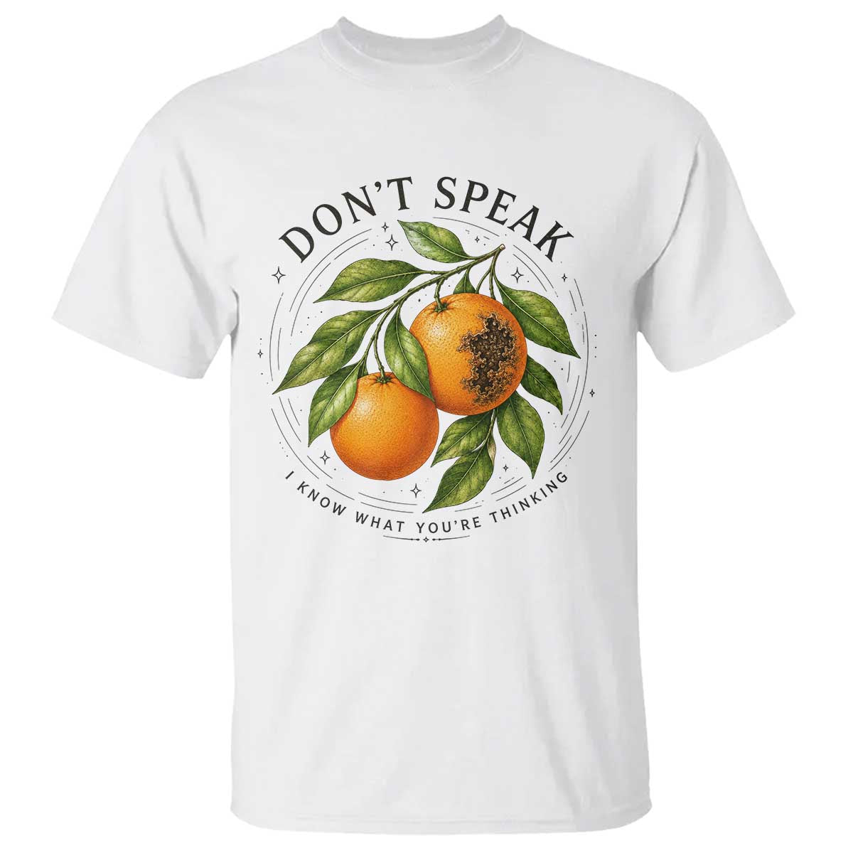 Subtle FDT T Shirt Dont Speak Orange Graphic Retro Vintage TS10 White Print Your Wear