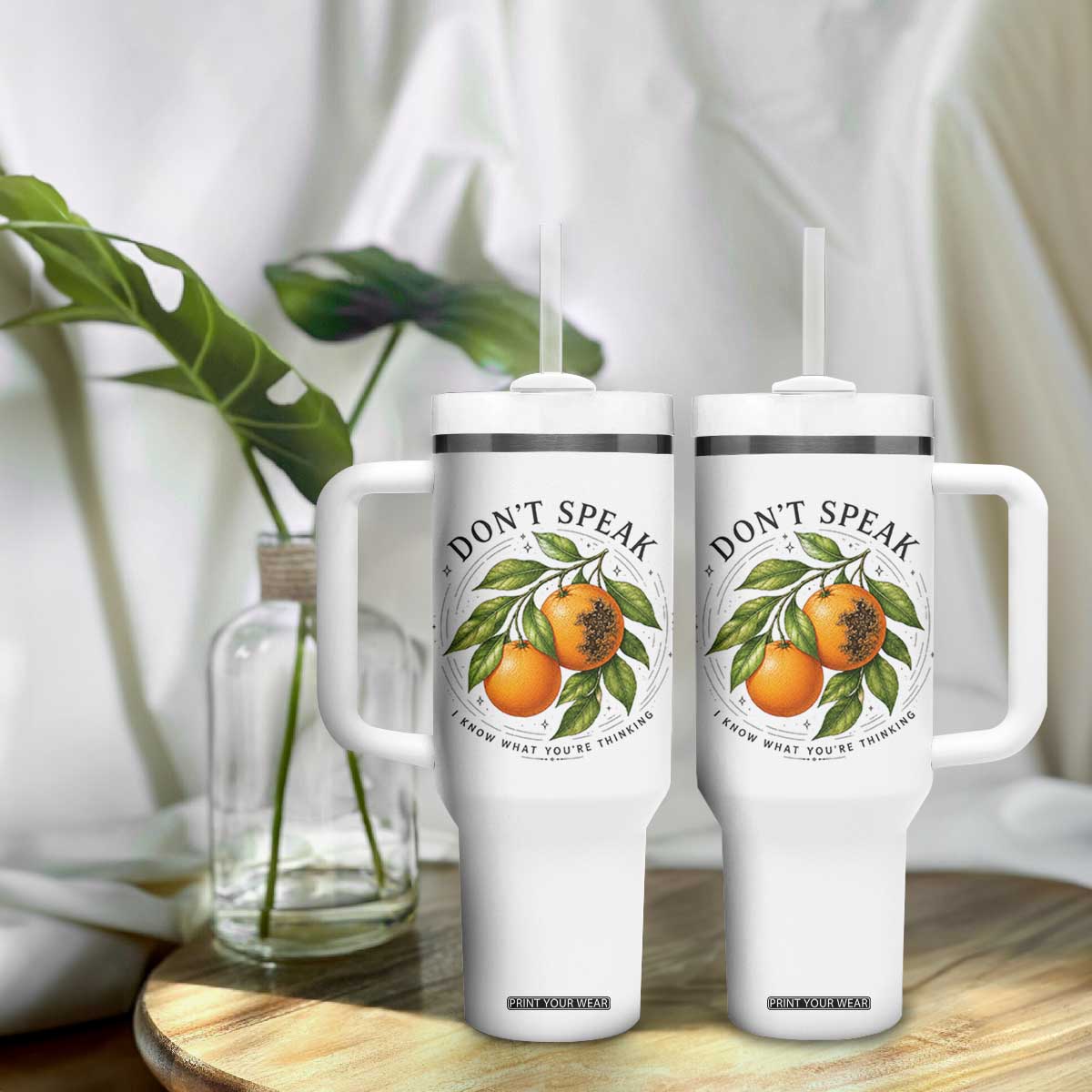 Subtle FDT Tumbler With Handle Dont Speak Orange Graphic Retro Vintage TS10 Print Your Wear