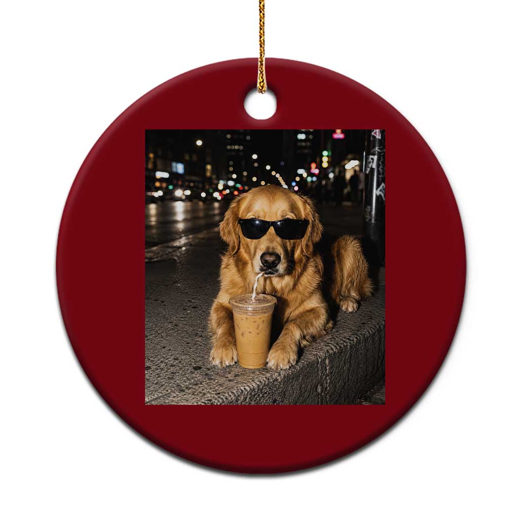 Funny Golden Retriever Iced Coffee Ceramic Ornament Grunge Silly Meme Graphic Funny Dog Lover TS10 1pc Red Print Your Wear