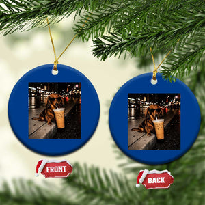 Dachshund Iced Coffee Ceramic Ornament Grunge Meme Graphic Funny Weiner Dog Lovers Dad TS10 1pc Blue Print Your Wear