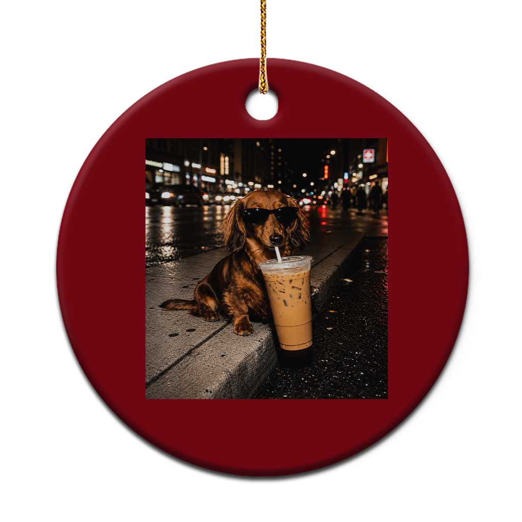 Dachshund Iced Coffee Ceramic Ornament Grunge Meme Graphic Funny Weiner Dog Lovers Dad TS10 1pc Red Print Your Wear
