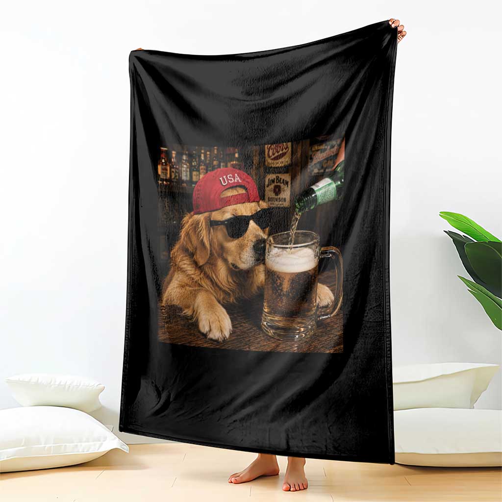 Funny Golden Retriever Drinking Beer Throw Blanket Silly Dog Meme Graphic Sarcastic Gift TS10 Print Your Wear
