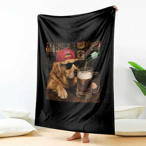 Funny Golden Retriever Drinking Beer Throw Blanket Silly Dog Meme Graphic Sarcastic Gift TS10 Print Your Wear