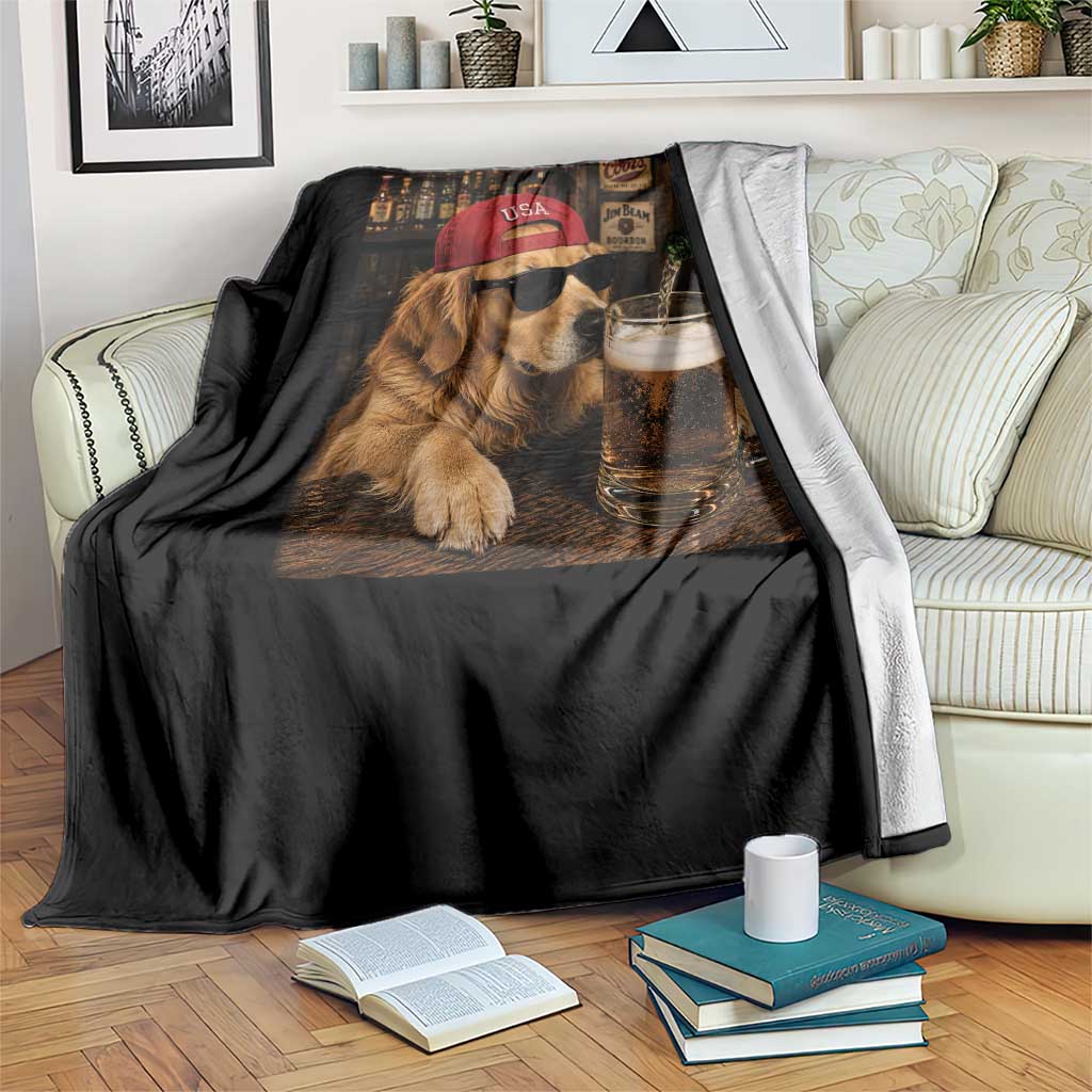 Funny Golden Retriever Drinking Beer Throw Blanket Silly Dog Meme Graphic Sarcastic Gift TS10 Print Your Wear