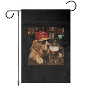 Funny Golden Retriever Drinking Beer Garden Flag Silly Dog Meme Graphic Sarcastic Gift TS10 Black Print Your Wear