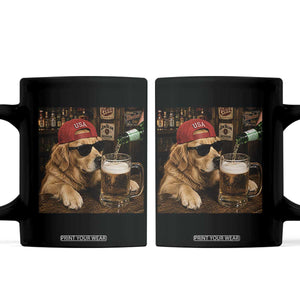 Funny Golden Retriever Drinking Beer Coffee Mug Silly Dog Meme Graphic Sarcastic Gift TS10 Black Print Your Wear